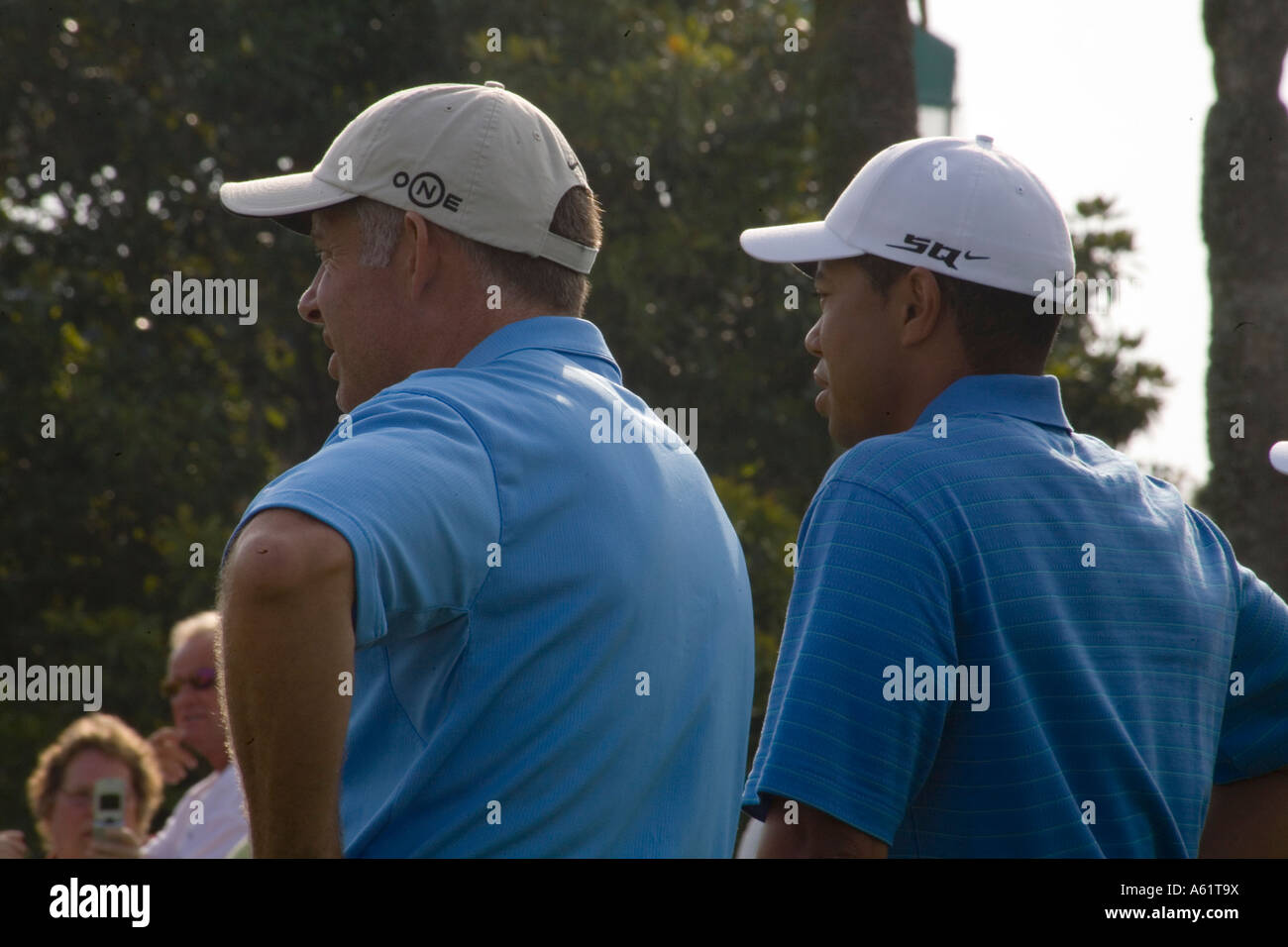 Tiger Woods e Steve Williams caddy Foto Stock