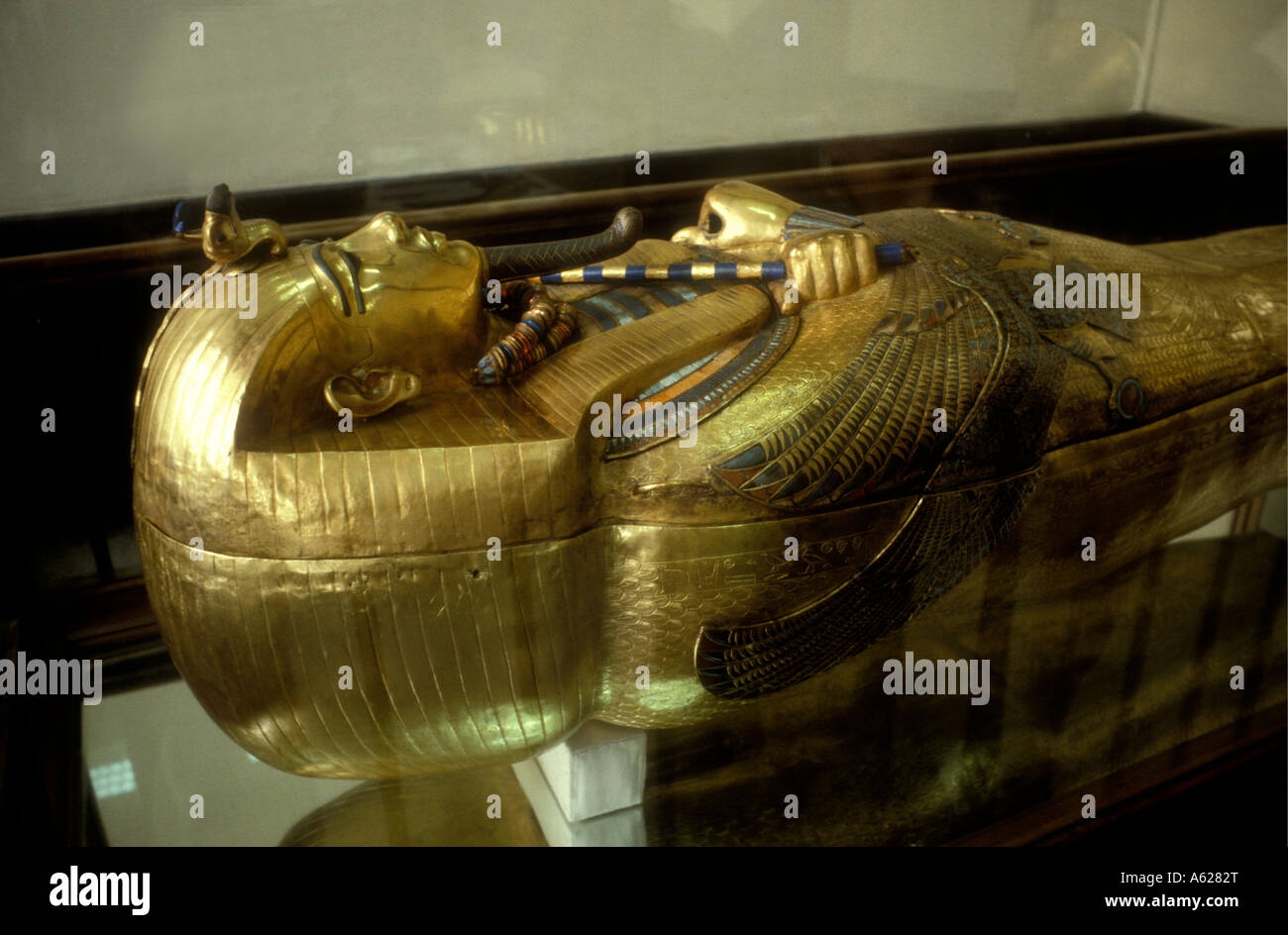 Sacophagus di Tutankhamon Egiziano museo delle antichità del Cairo in Egitto Foto Stock