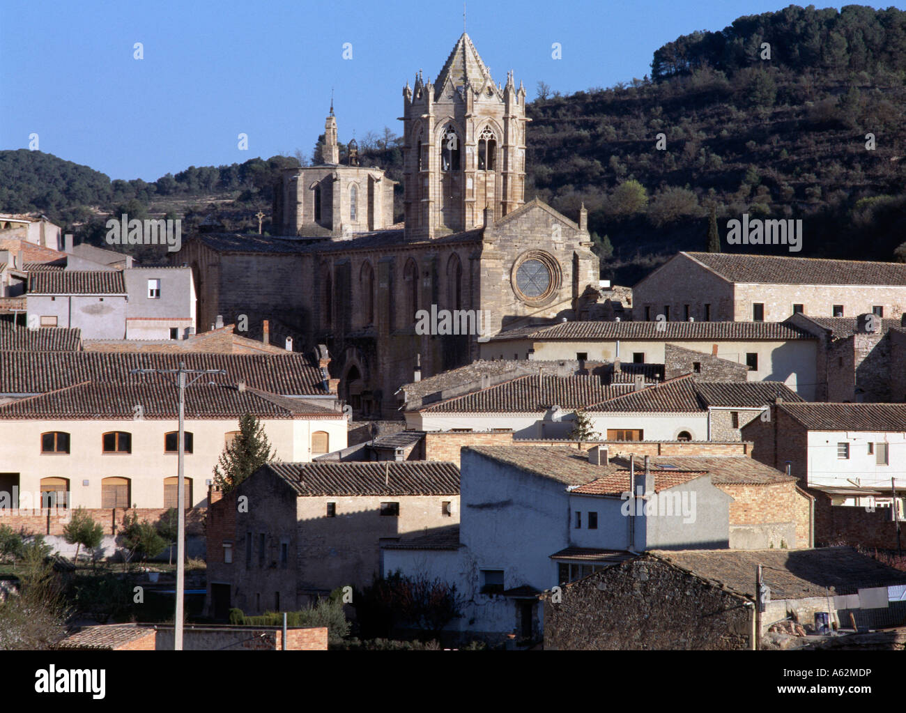 Vallbona, Kloster, Nord-Westansicht Foto Stock