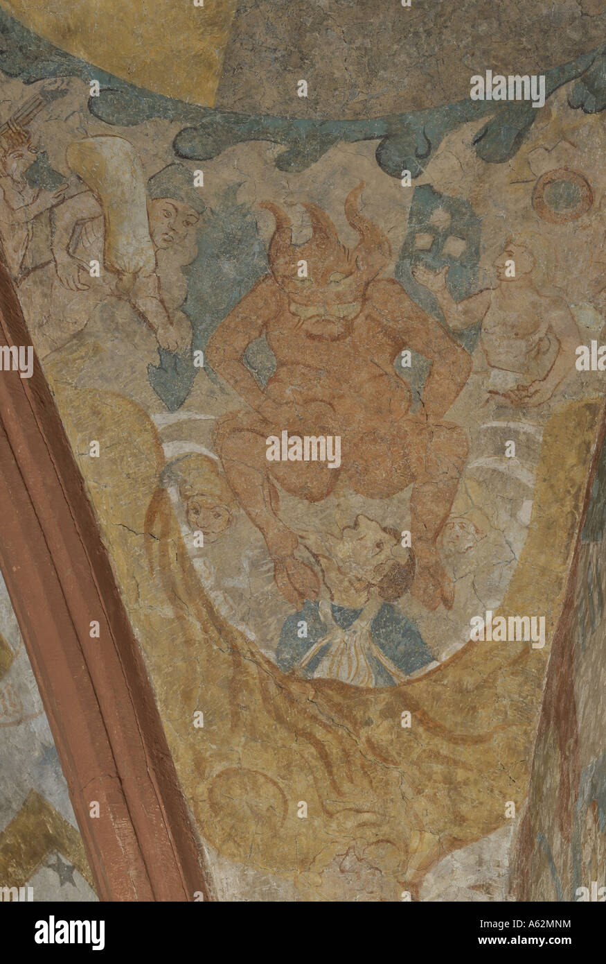 Püttlingen, Ortsteil Kölln, San Martino, Evangelische Chiesa Martinskirche, Chorfresko: Höllenfahrt Foto Stock