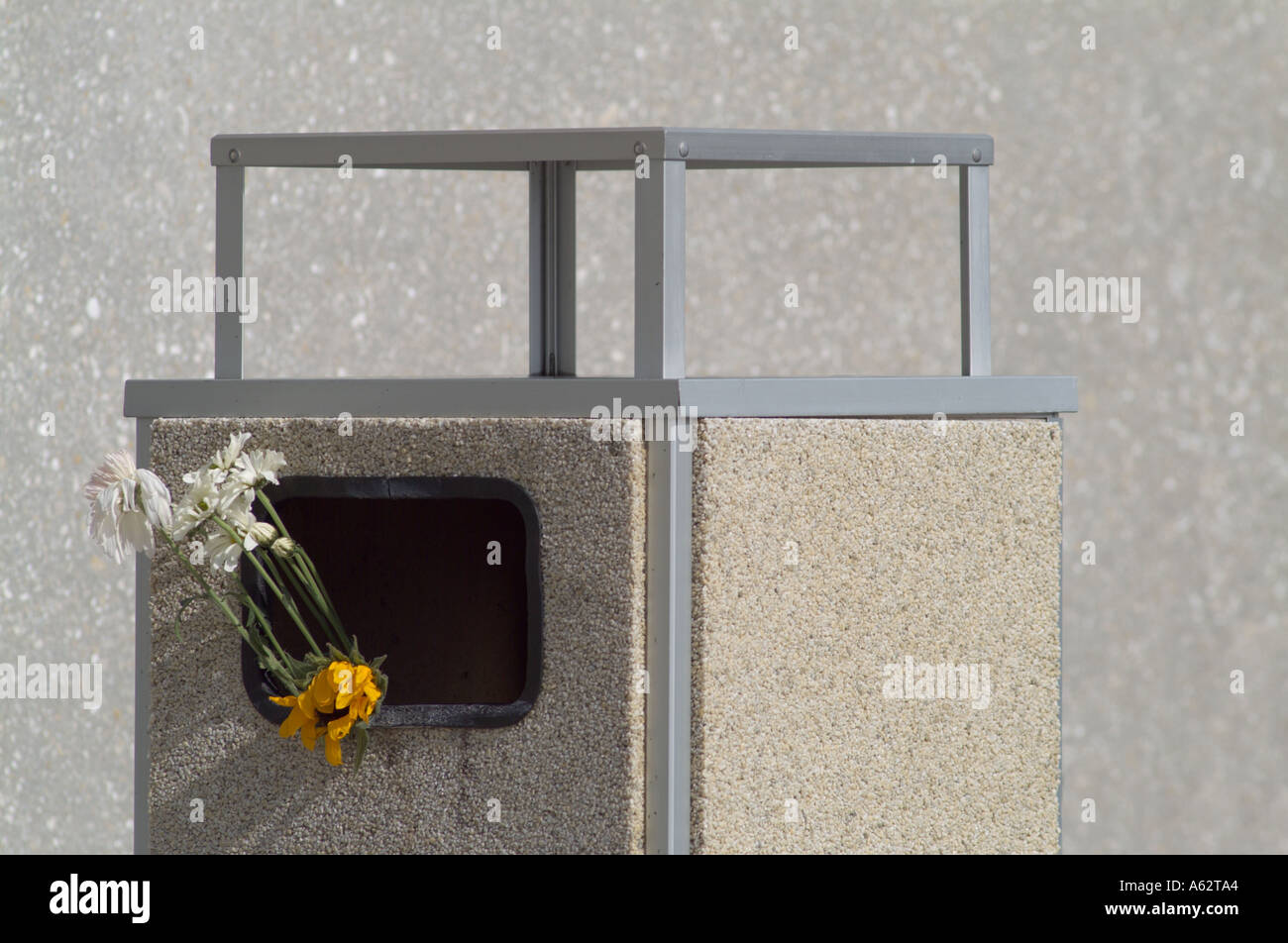 Fiori in immondizia cestino gettato amore perduto incompreso morti erano disinteressati Foto Stock