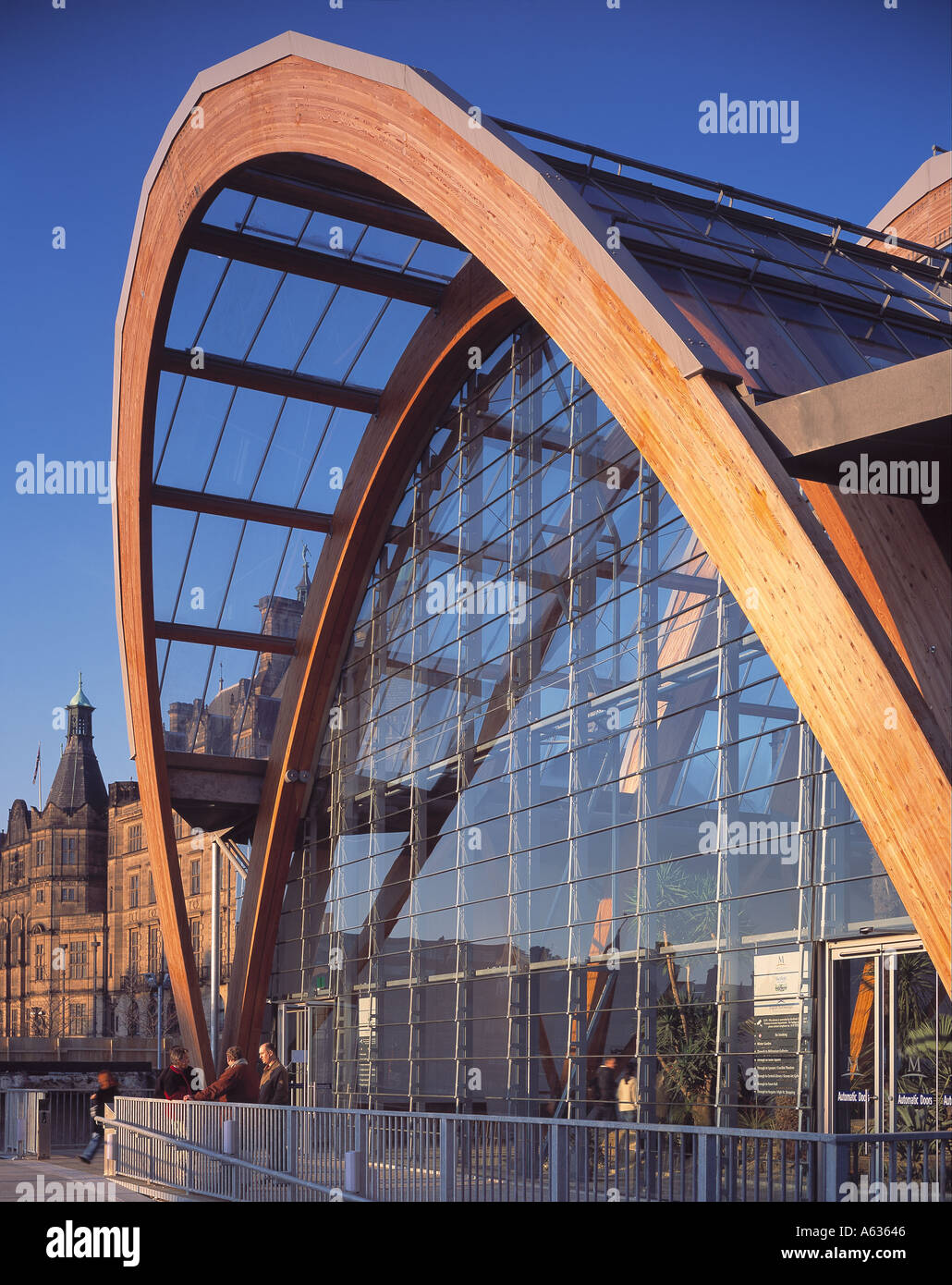 Winter Gardens, Sheffield. esterno . Architetto: Pringle Richards Sharratt Foto Stock