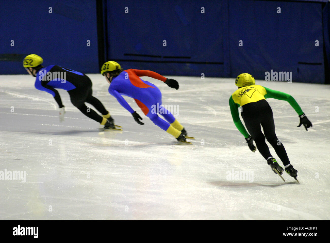 Short track pattinaggio di velocità Foto Stock