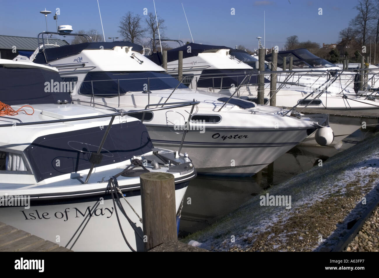 Holiday barche ormeggiate a Newark Marina NottinghamShire Inghilterra Foto Stock