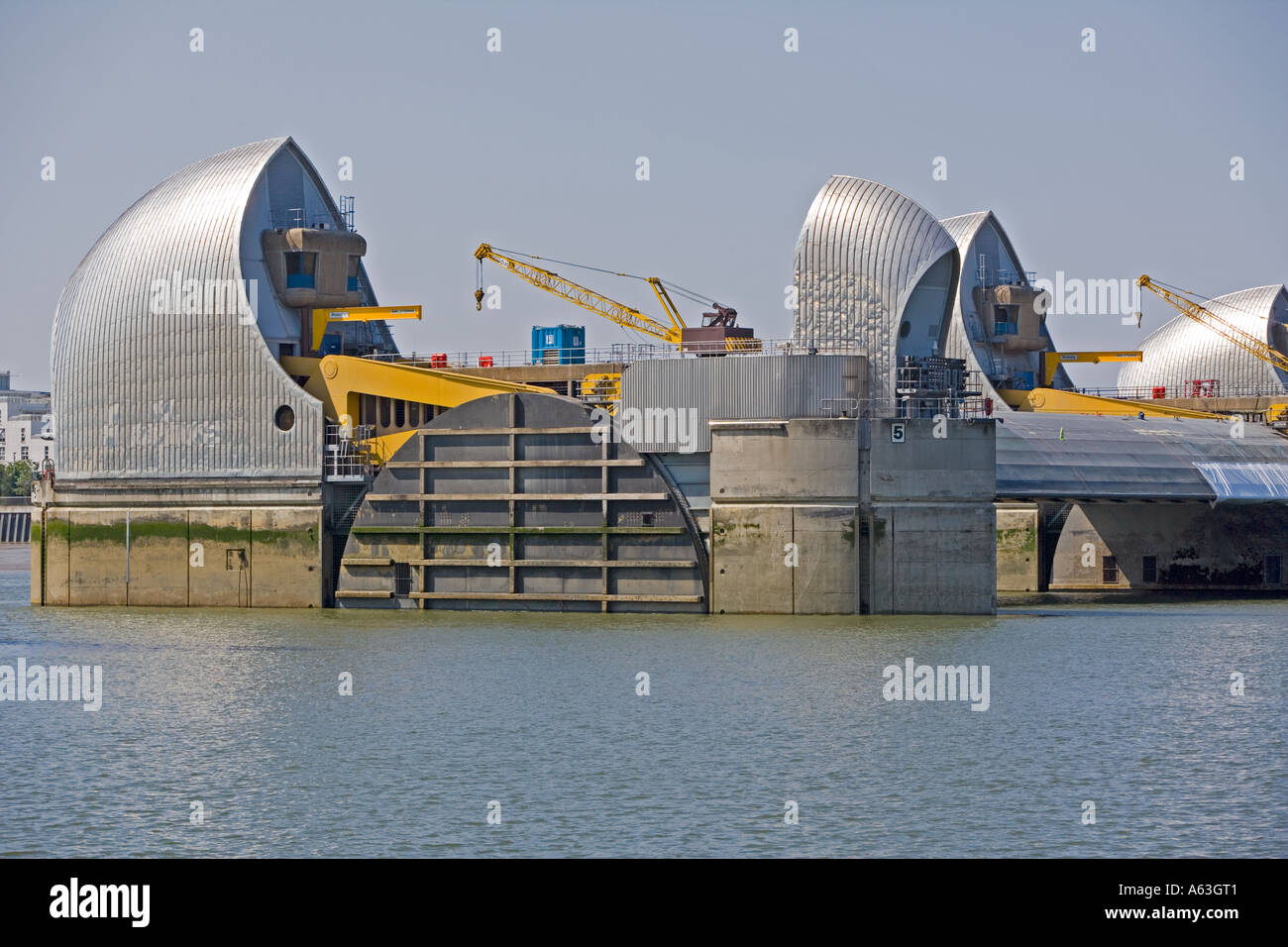 La Thames Barrier salvaguardia Londra Foto Stock