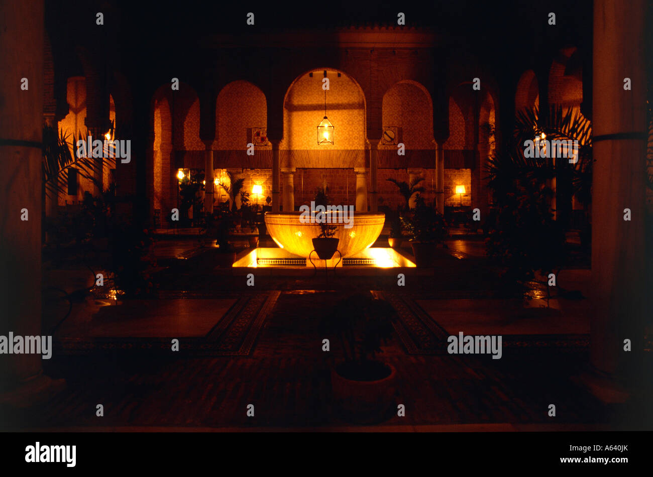 La lobby dell' hotel Parador de Carmona città di Carmona regione dell'andalusia provincia di Siviglia Spagna solo uso editoriale Foto Stock