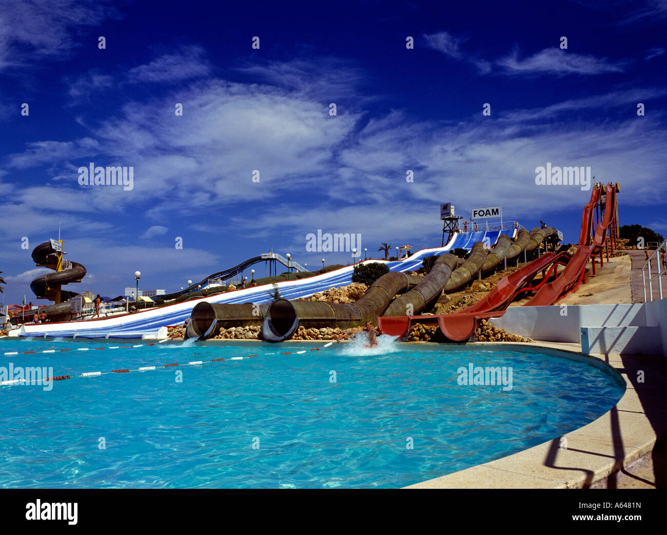 Aquapark acqua funground resort di Magaluf isola di maiorca isole baleari Spagna solo uso editoriale Foto Stock