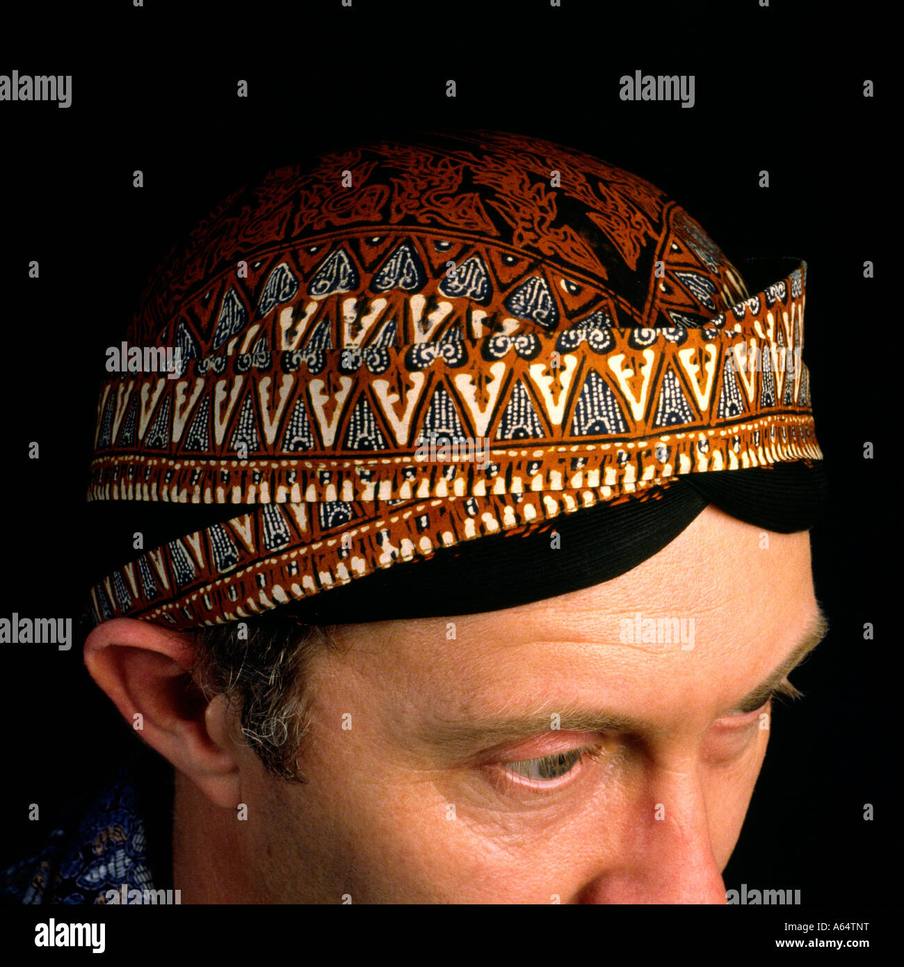 Indonesia Java Surakarta artigianato batik hat da solista Royal Kraton. Foto Stock