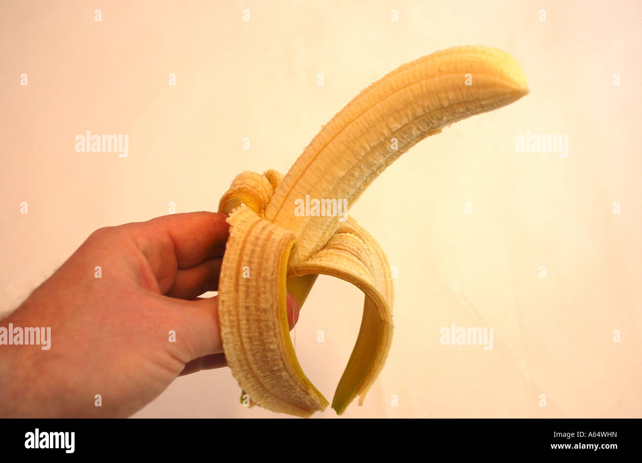 Banana a mano Foto Stock