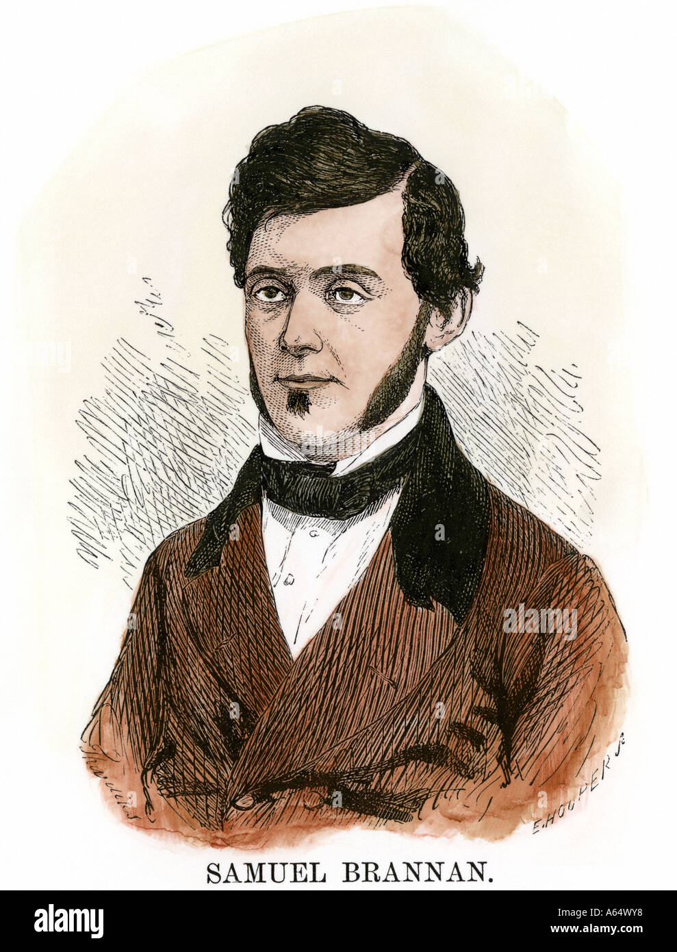 Sam o Samuel Brannan California pioneer 1850s. Colorate a mano la xilografia Foto Stock