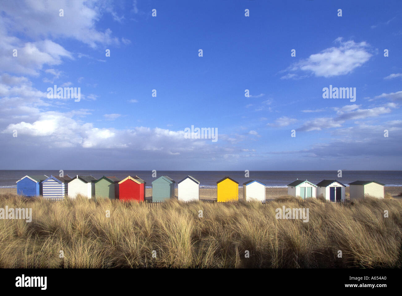 Southwold Beach capanne Southwold Suffolk Gran Bretagna Inghilterra Foto Stock