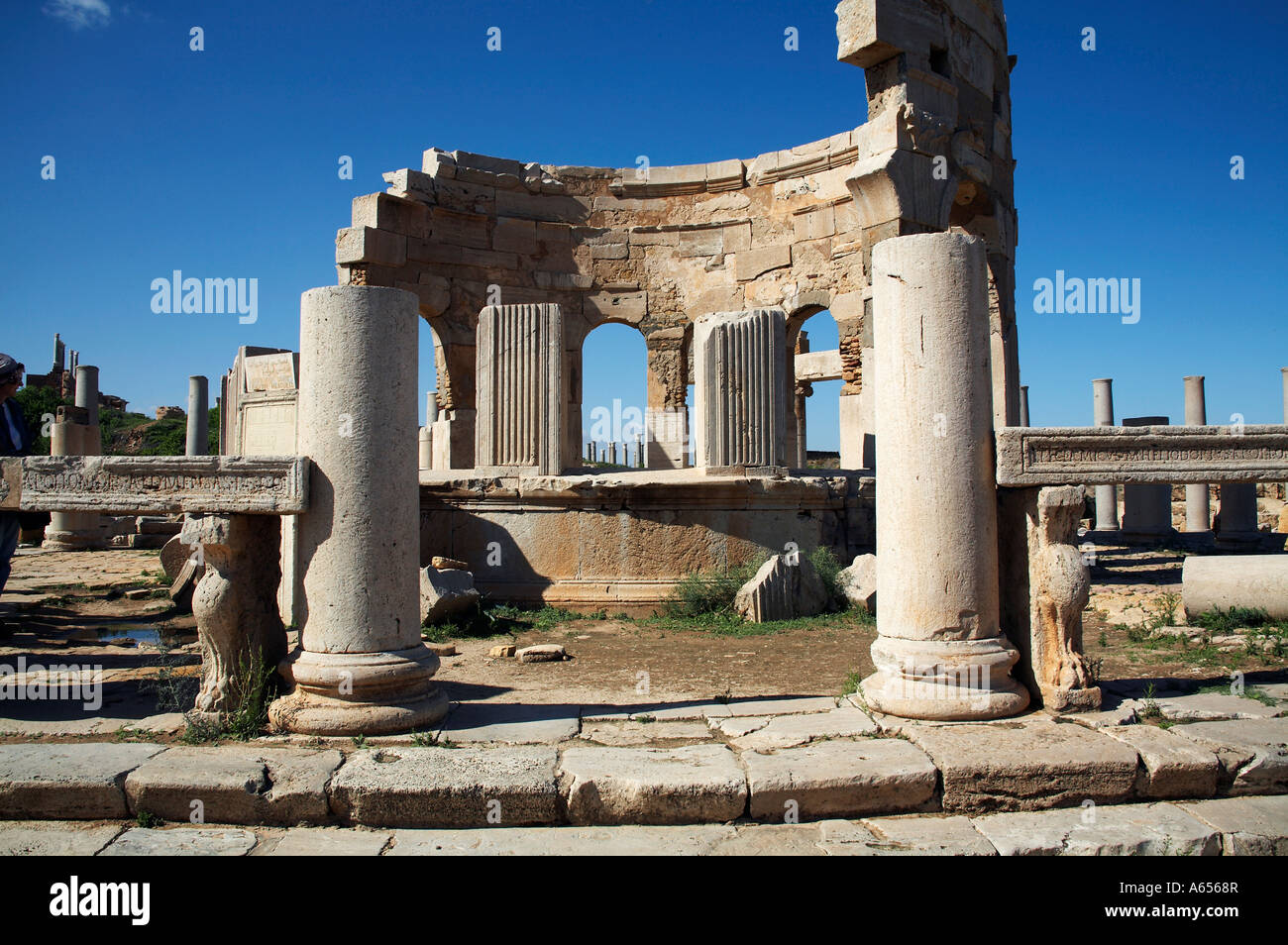 Il mercato a Leptis Magna costruito nel 9 8BC da un cittadino benestante Annobal Rufus Foto Stock