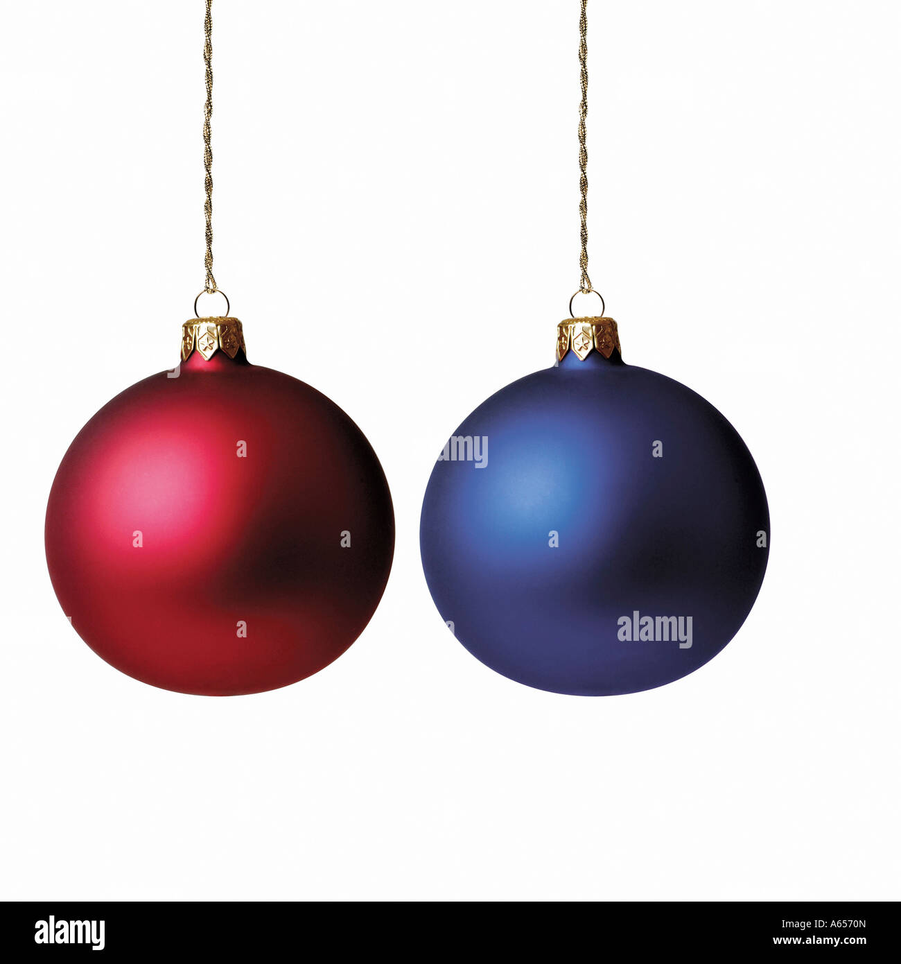 Le Palle di Natale su sfondo bianco Foto Stock