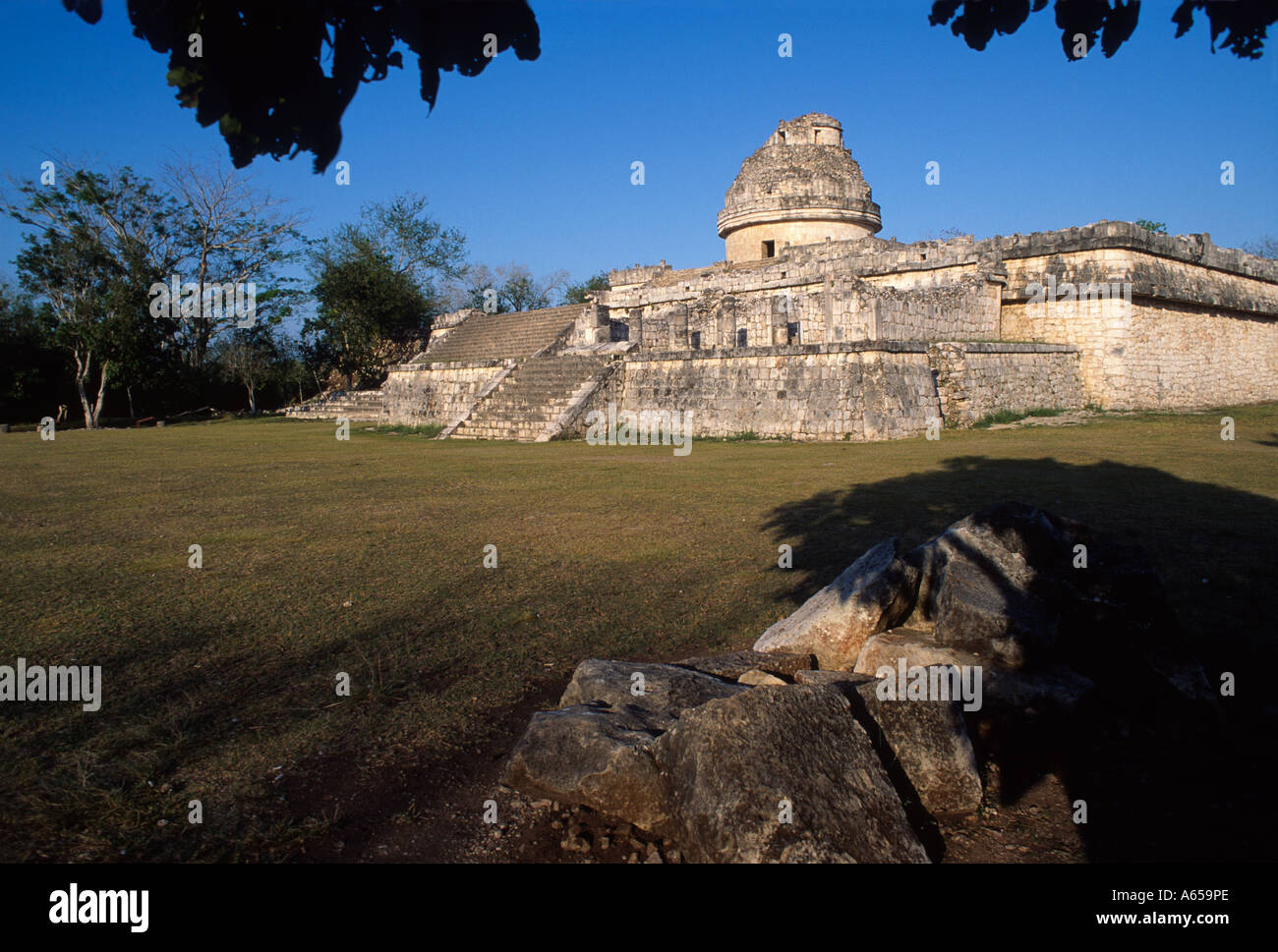 El Caracol, l'osservatorio astronomico a Chichen Itza, rovine Maya, Yucatan, Messico Foto Stock