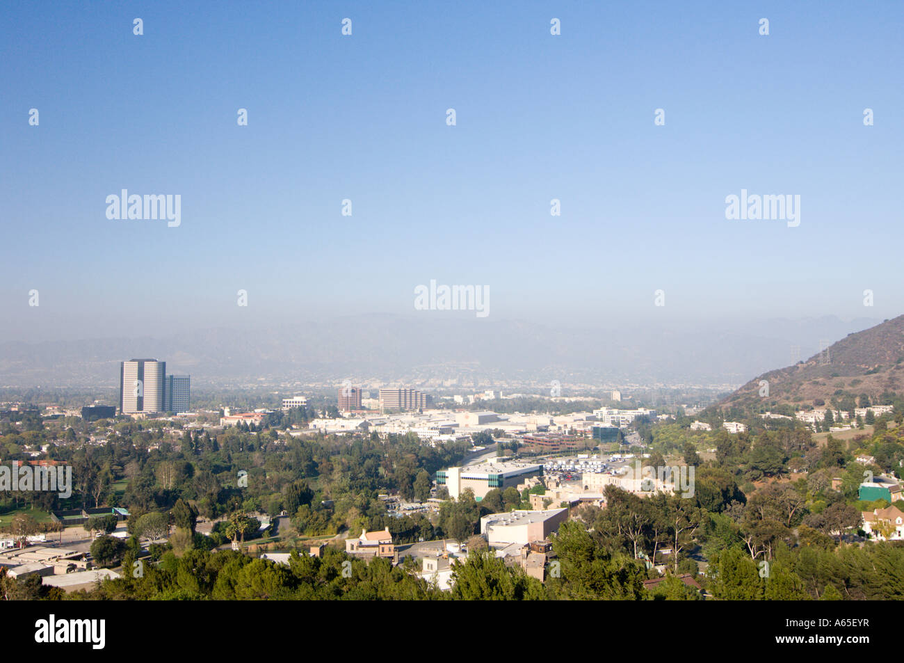 Vista della Warner brothers uffici e studi da sopra. Foto Stock