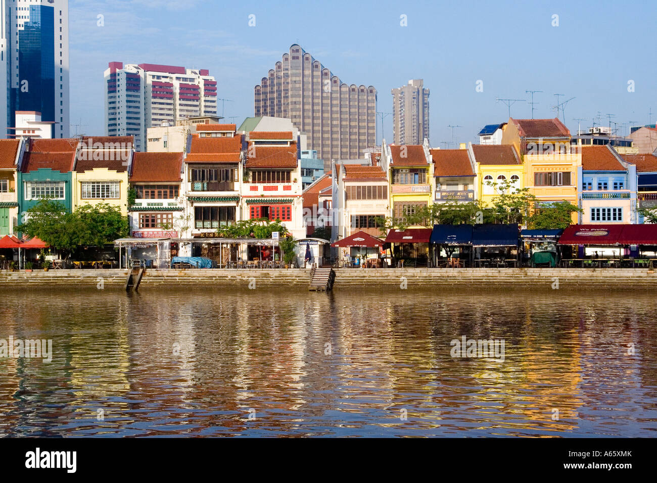 Botteghe cinesi sul Boat Quay Singapore Foto Stock