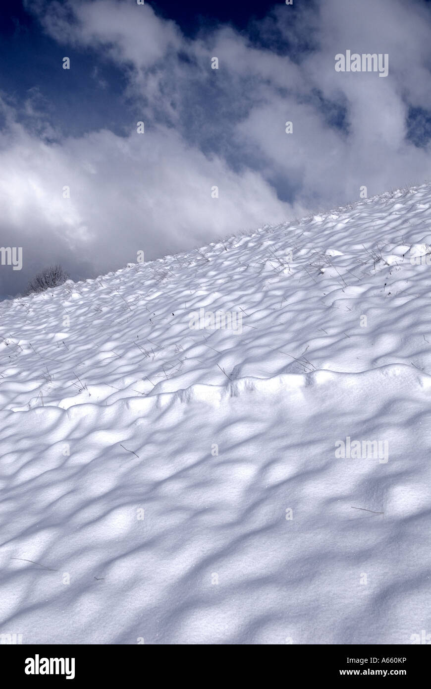 Snowy scena Villars sur Ollon Svizzera Alps Foto Stock