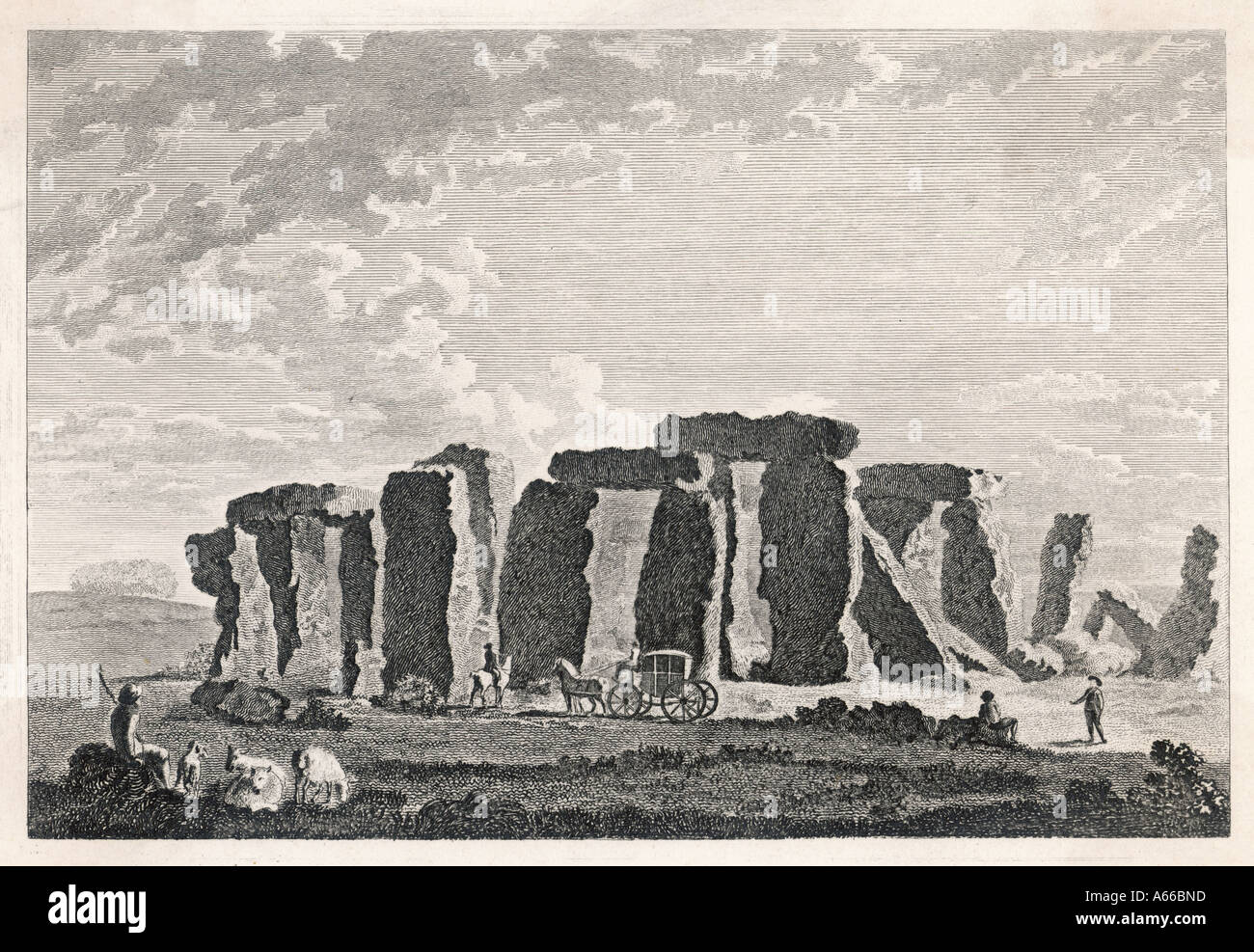 Il sito di Stonehenge nel XVIII sec. Foto Stock