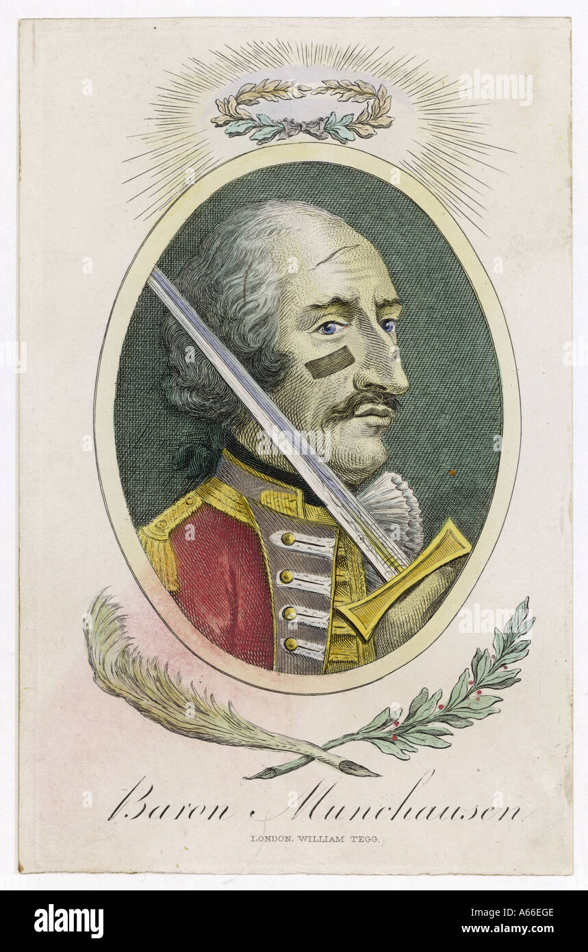 Il barone Munchhausen Raspe Foto Stock