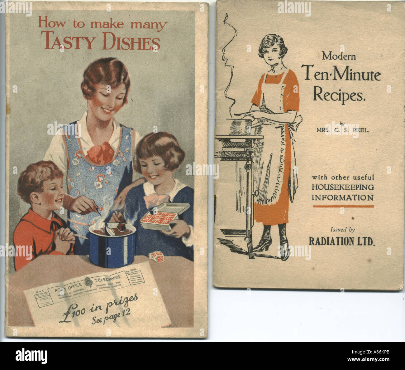 Dare via ricetta opuscoli circa 1930. Come fare piatti gustosi. Moderno e dieci minuti di ricette dalla onorevole C S Peel Foto Stock