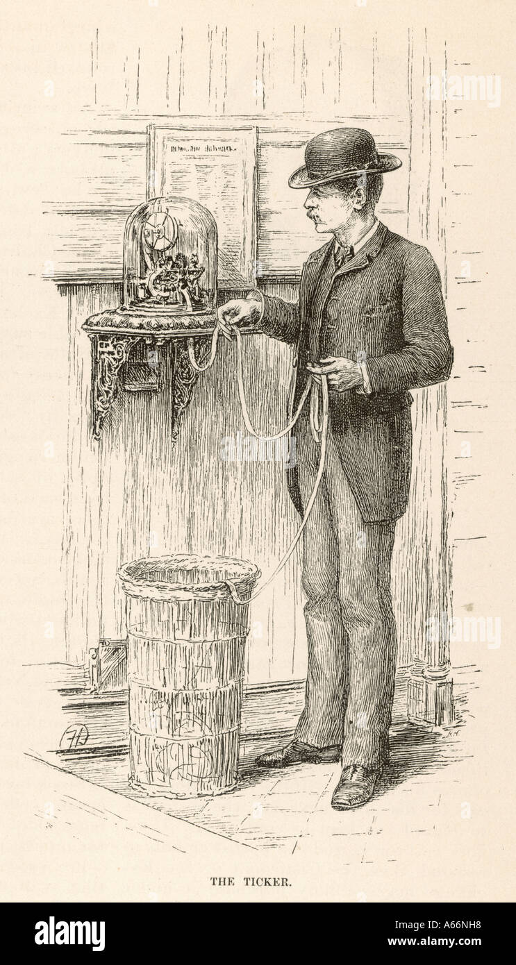 Broker e Ticker tape Foto Stock