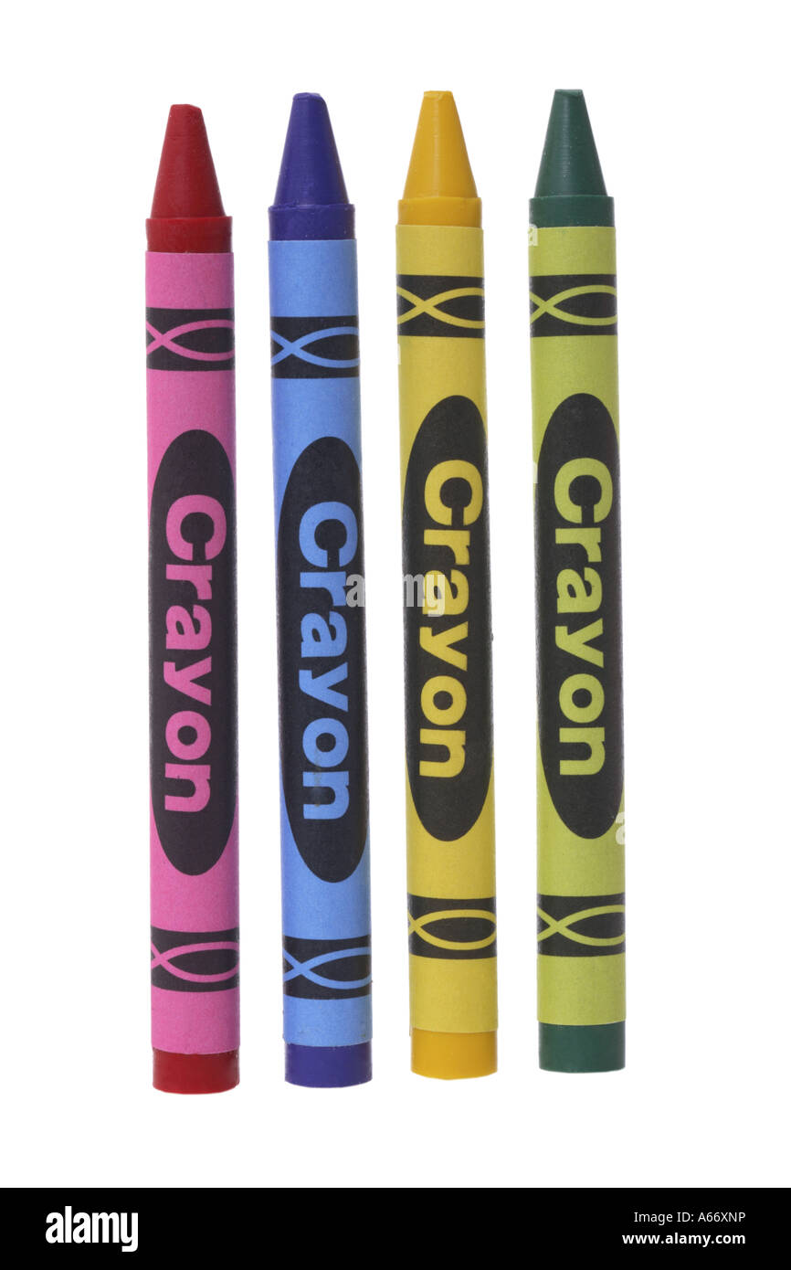 Quattro matite colorate ritagliata su sfondo bianco Foto Stock