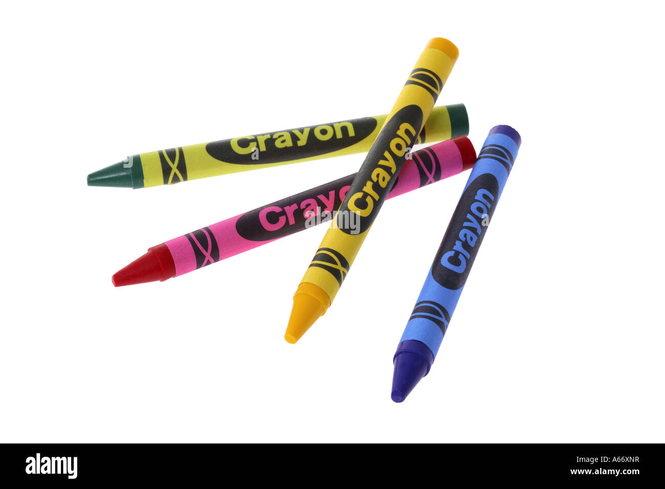 Crayons ritagliata su sfondo bianco Foto Stock