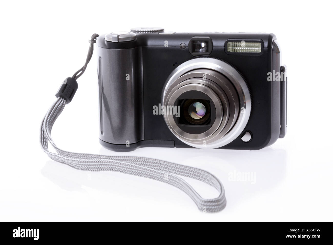 Fotocamera digitale ritagliata su sfondo bianco Foto Stock