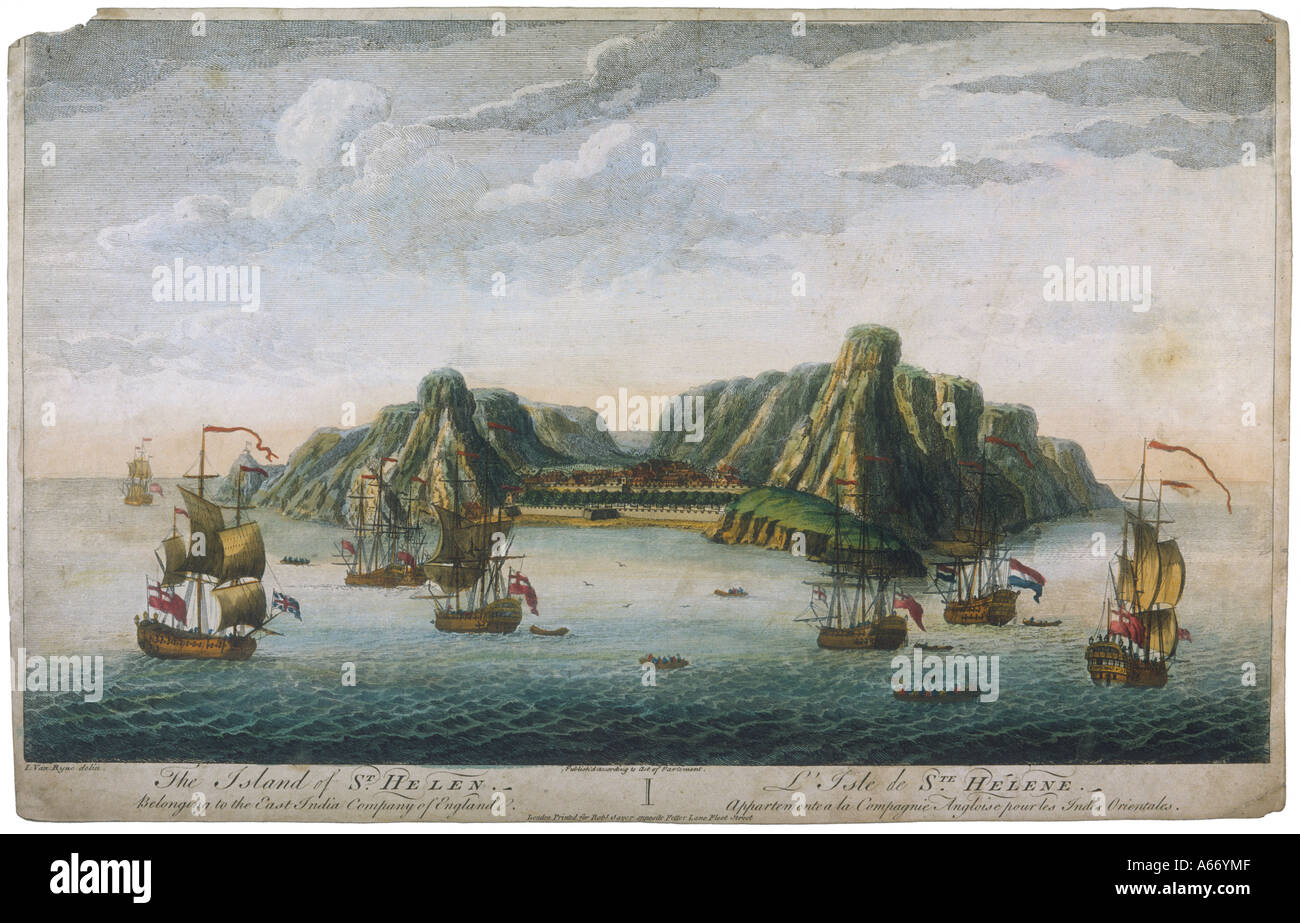 Atlantic St Helena C1750 Foto Stock