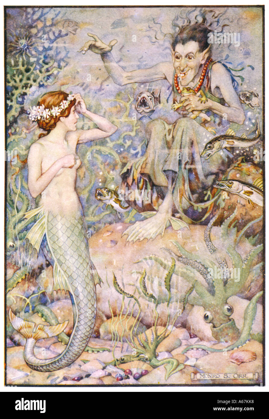 Mermaid e strega Foto Stock