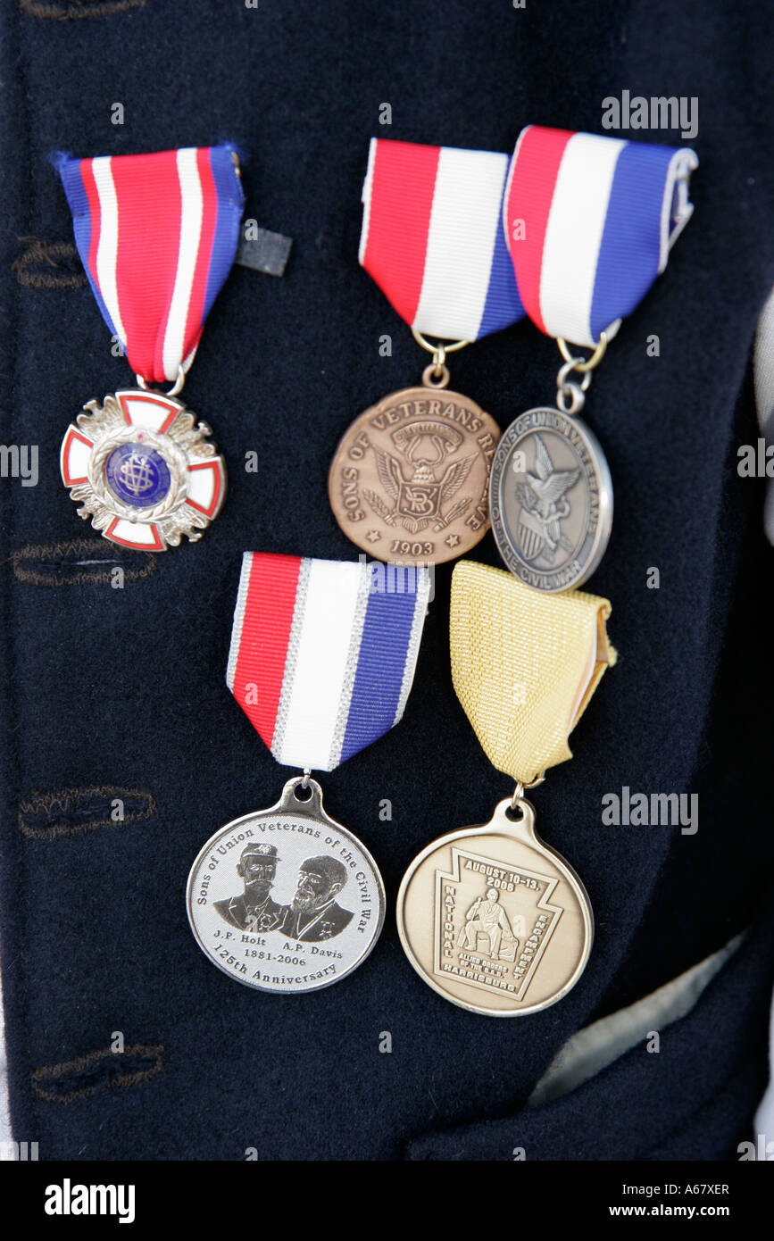 Miami Florida,Jose Marti Park,Riverday Celebration,festival,fiera,Miami River,acqua,ecologia,Sons of Union Veterans of Civil War Medals,medall Foto Stock