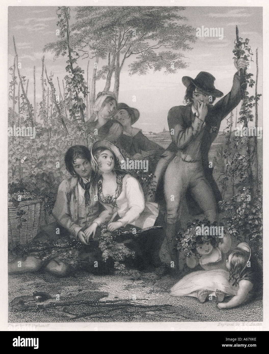 Raccoglitrici di luppolo 1845 Foto Stock