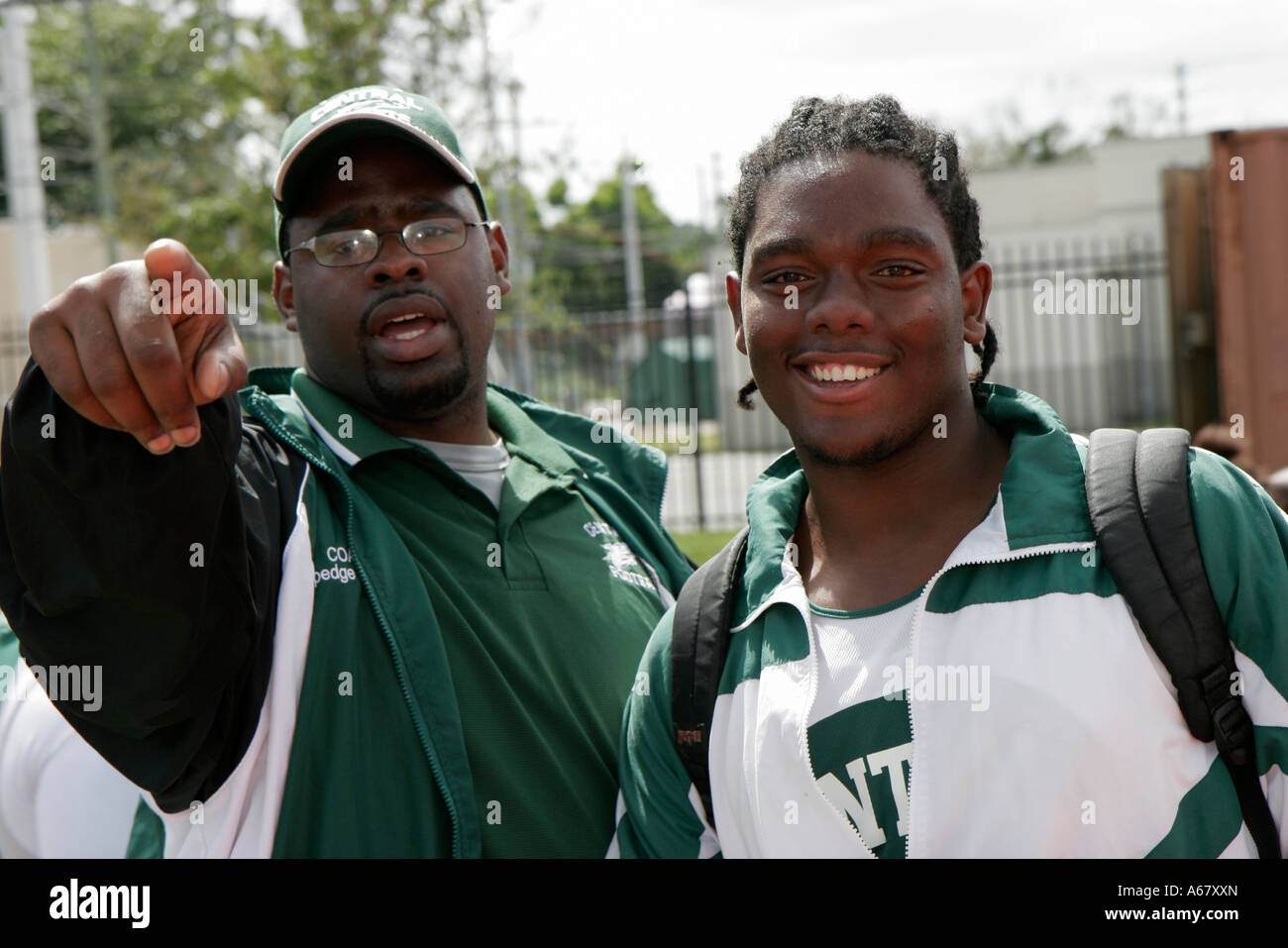Miami Florida,Overtown,Booker T. Washington High School,campus,percorso scolastico pubblico incontro,studenti studenti istruzione alunni studenti,evento sportivo,concorrenza Foto Stock