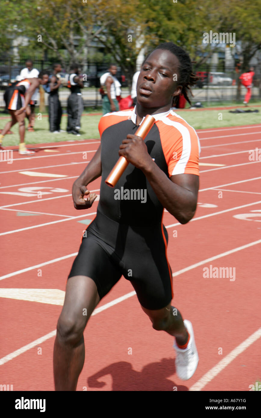 Miami Florida,Overtown,Booker T. Washington High School,campus,percorso scolastico pubblico incontro,studenti studenti istruzione alunni studenti,evento sportivo,concorrenza Foto Stock