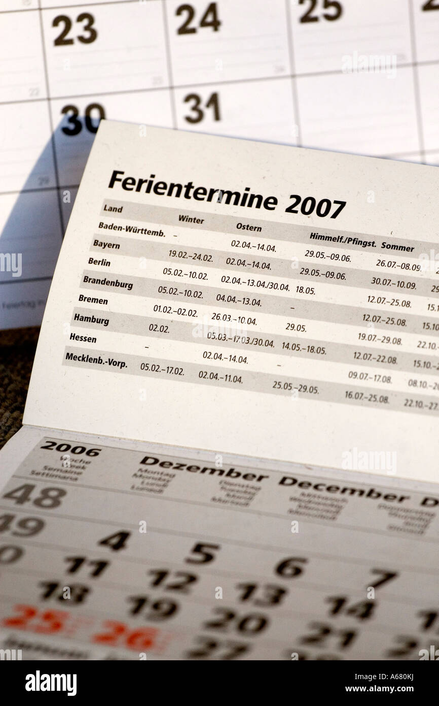 Calendario Foto Stock