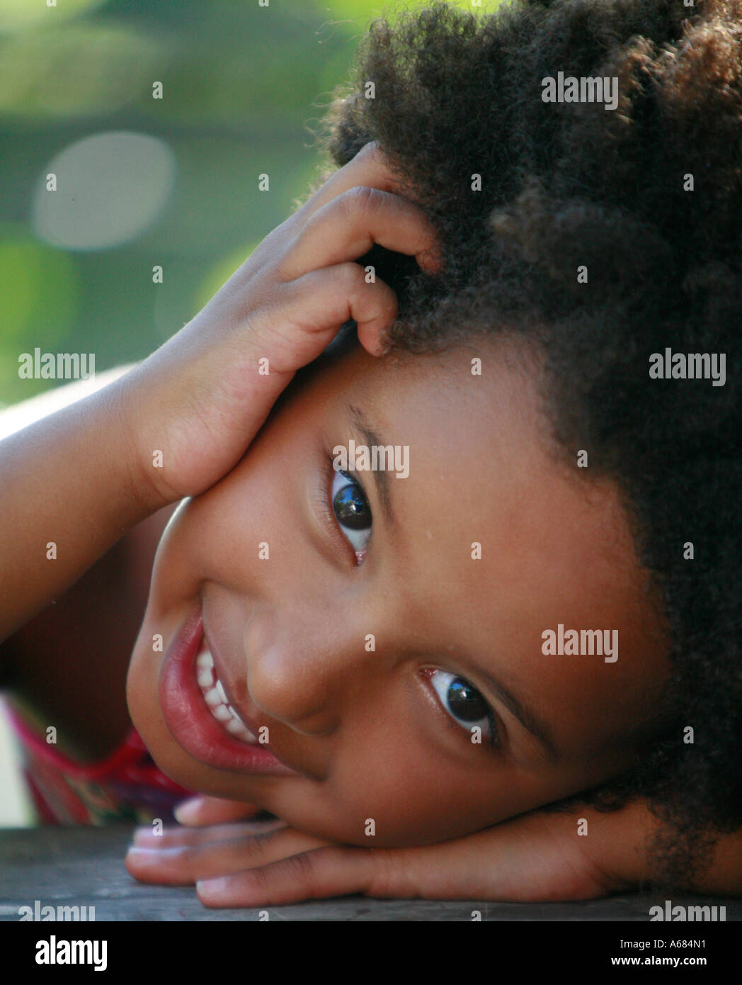 Close up di giovani afro-American Girl Foto Stock