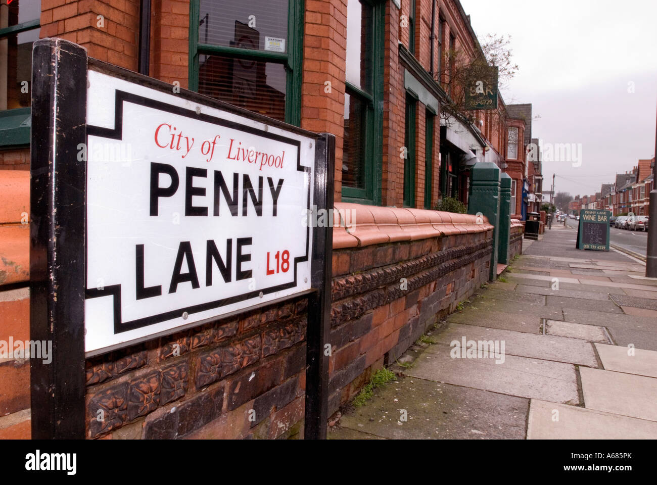 Penny Lane street accedi Allerton Liverpool Foto Stock