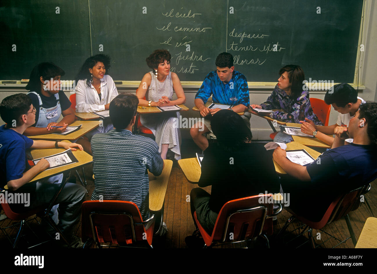 Scena in classe classe di lingua Foto Stock