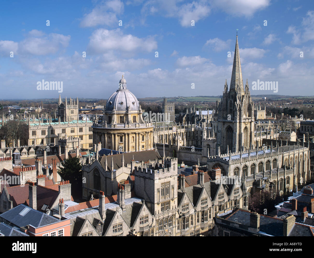 Alta Vista delle guglie di Oxford , Inghilterra Foto Stock