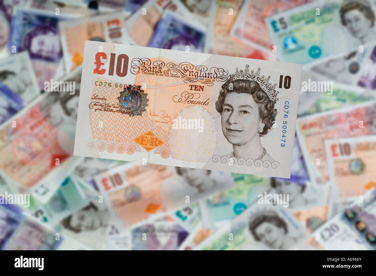British £10 dieci pound nota Foto Stock