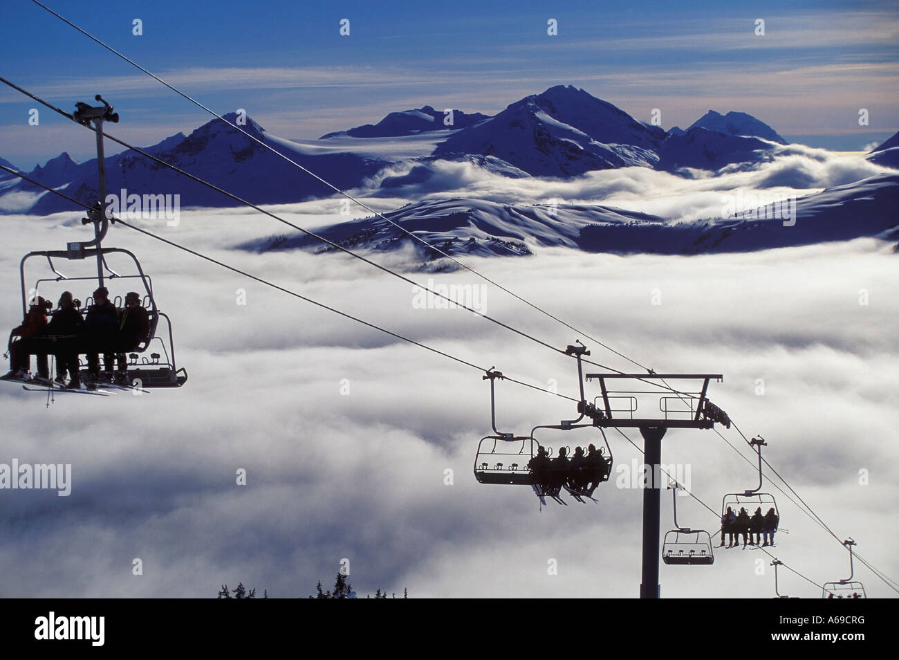 Settimo Cielo la seggiovia Monte Blackcomb,whistler British Columbia Foto Stock