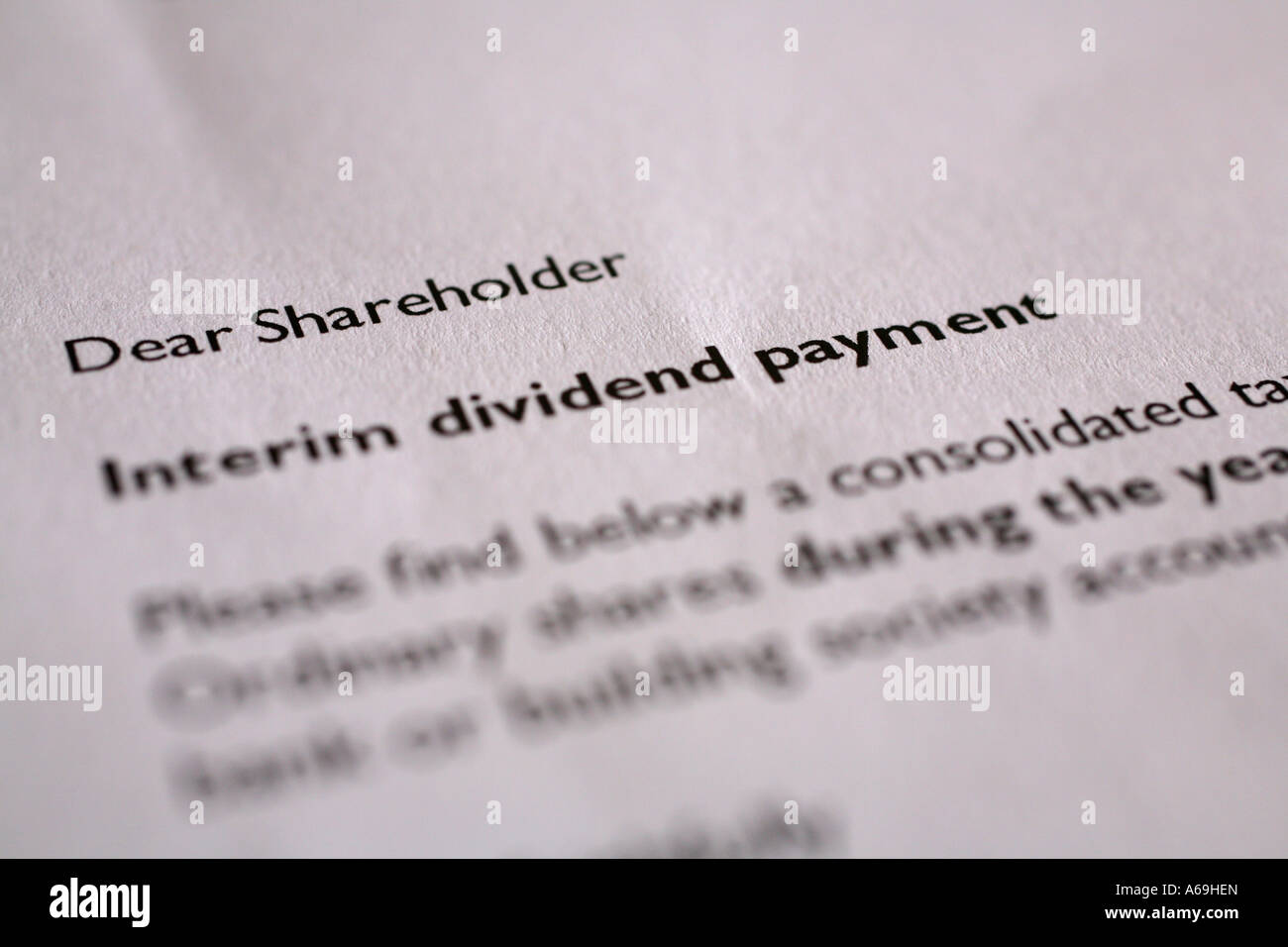 Lettera dal chief executive di Bradford e Bingley azionisti, 2007 Foto Stock