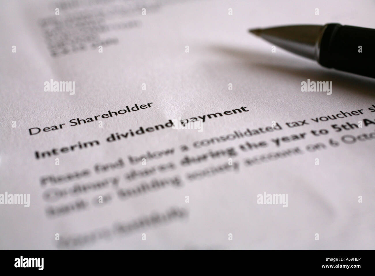 Lettera dal chief executive di Bradford e Bingley azionisti, 2007 Foto Stock