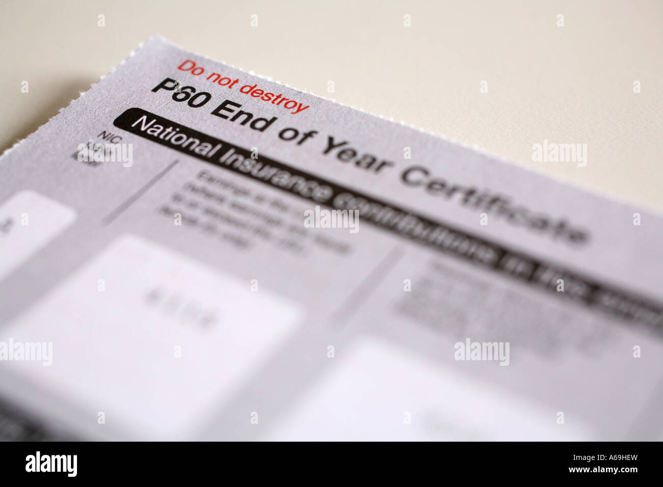P60 di fine anno di certificato Foto Stock