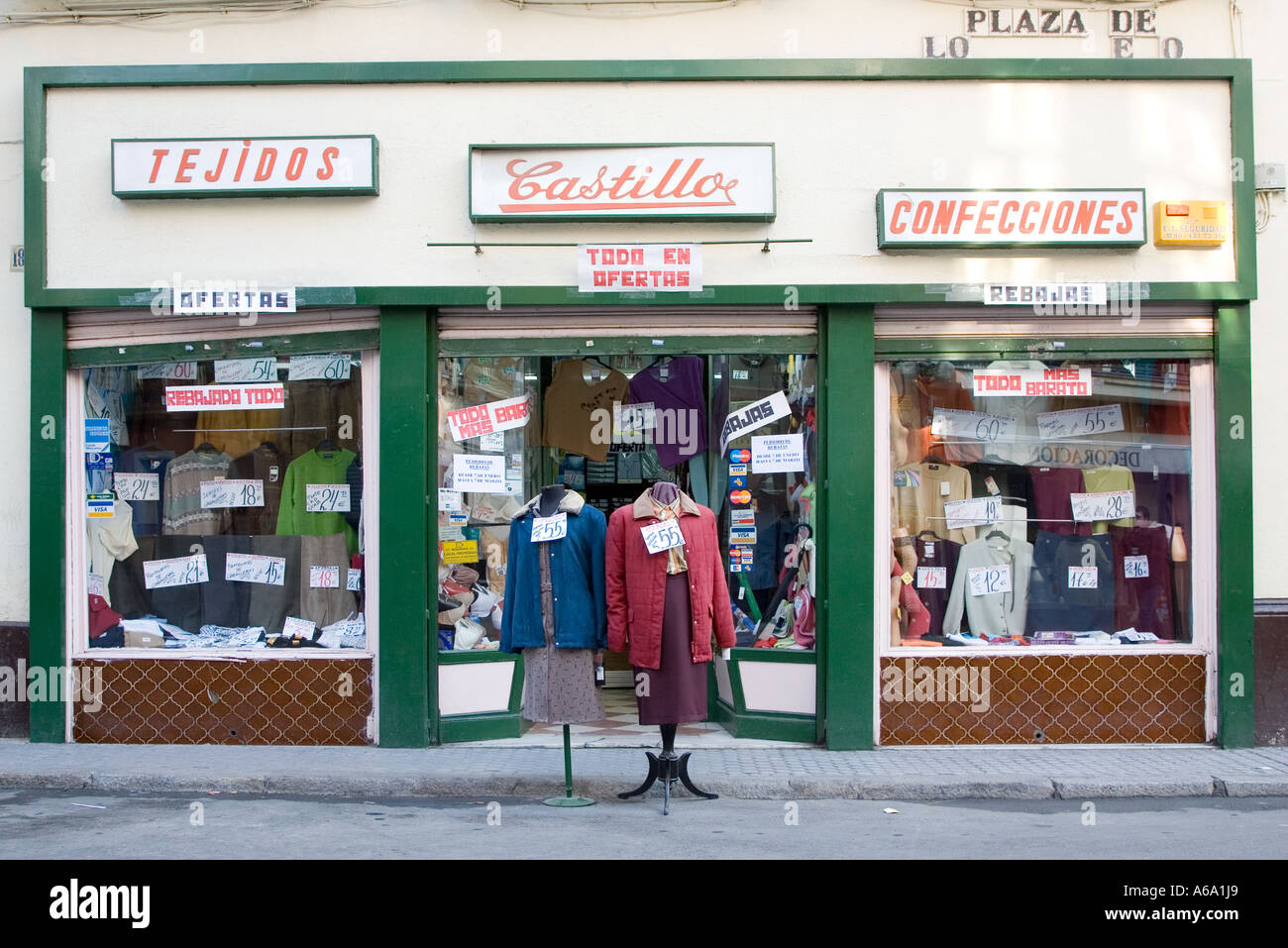 Tradizionale negozio di merceria a Siviglia centro città, Spagna Foto Stock