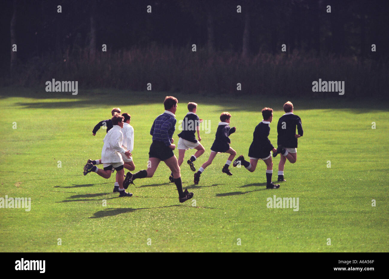 Scuola di Gordonstoun Scozia la formazione di Rugby Foto Stock