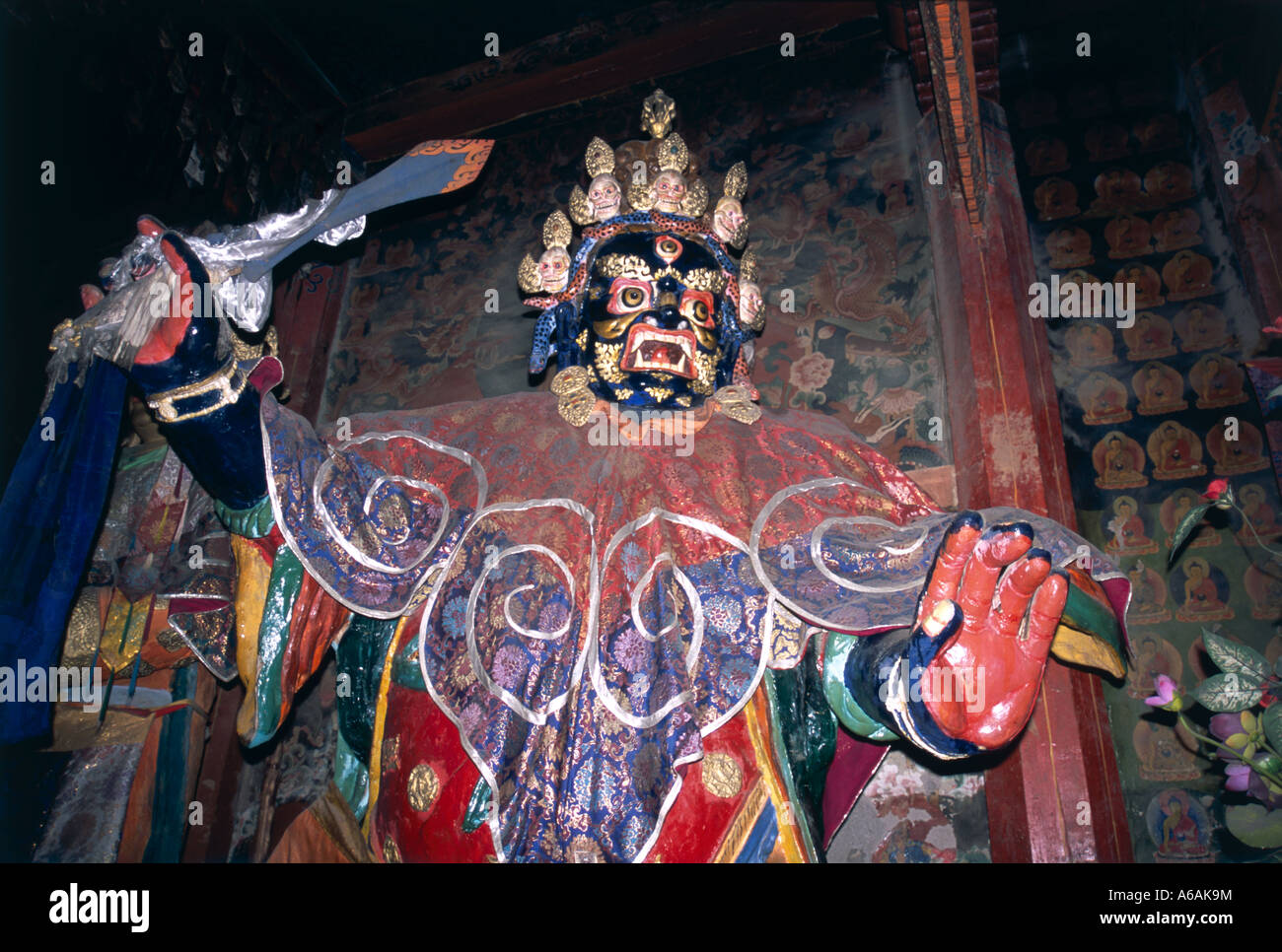 Cina, Tibet, Monastero di Samye, Utse, Cappella Gongkhan, tantrico protector Foto Stock