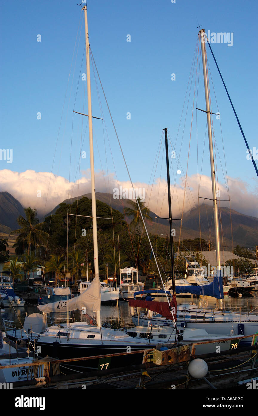 In porto la caccia alla balena storica cittadina di Lahaina, Maui, Hawaii Foto Stock