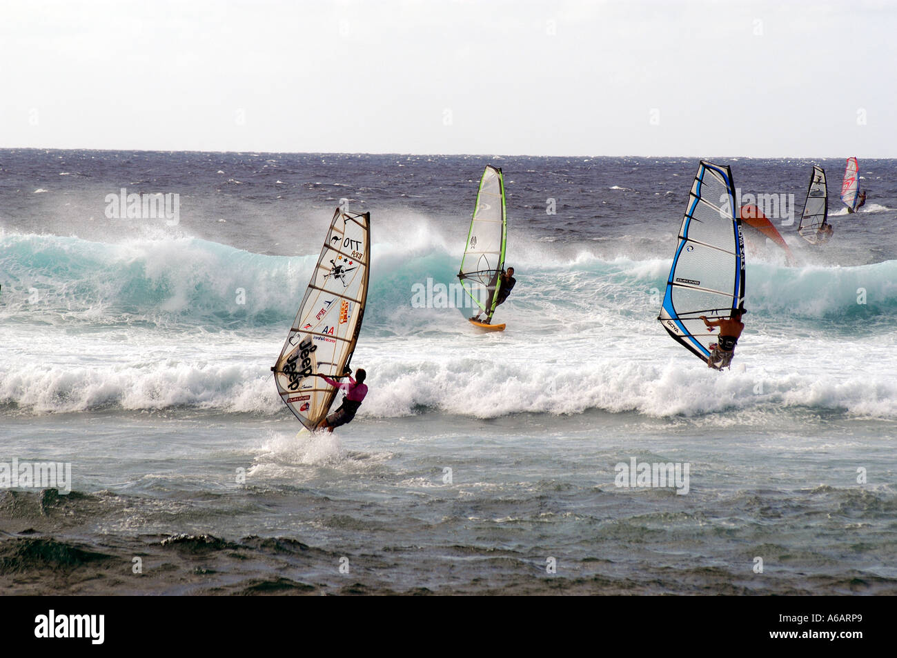 Wind Surf a Hookipa Beach Park, Maui, Hawaii Foto Stock