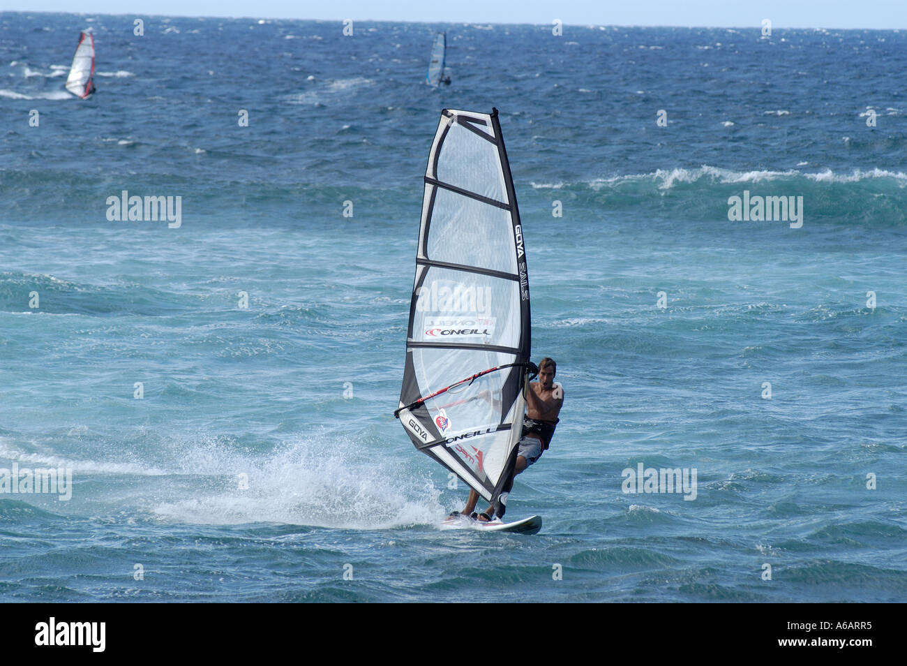 Wind Surf a Hookipa Beach Park, Maui, Hawaii Foto Stock